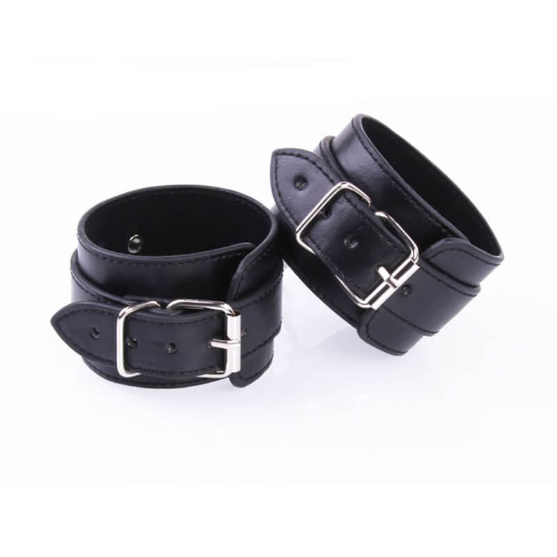 BDSM Cuffs Black Leather Wrist Cuffs Bdsm 3