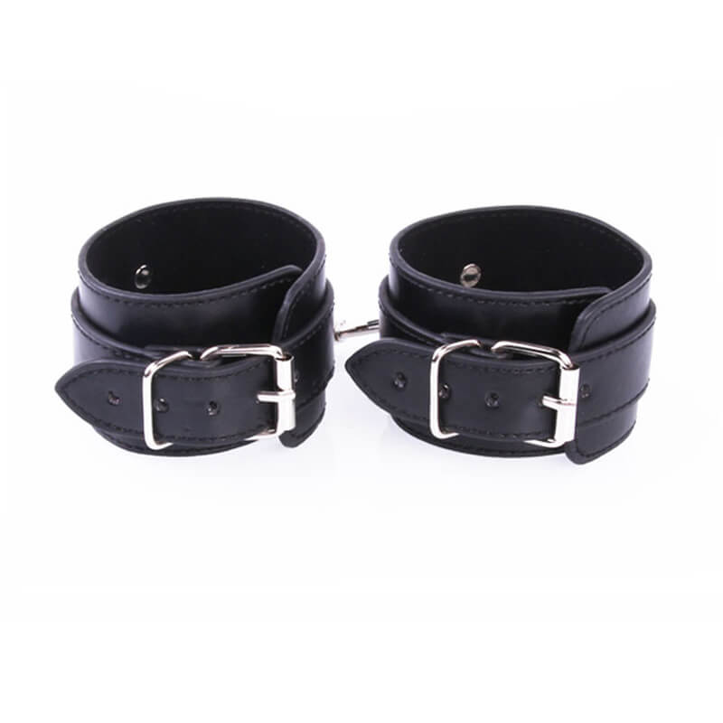 BDSM Cuffs Black Leather Wrist Cuffs Bdsm 5