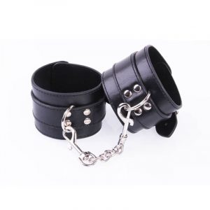 BDSM Cuffs Black Leather Wrist Cuffs Bdsm