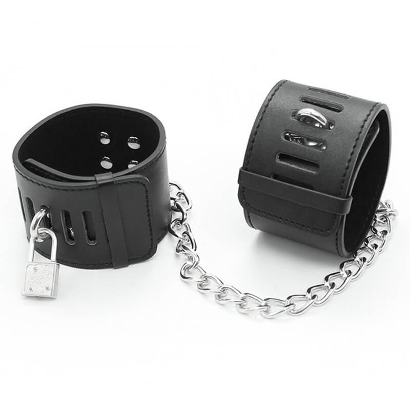 BDSM Cuffs Lockable Mens Bdsm Leather Cuffs For Wrist 2