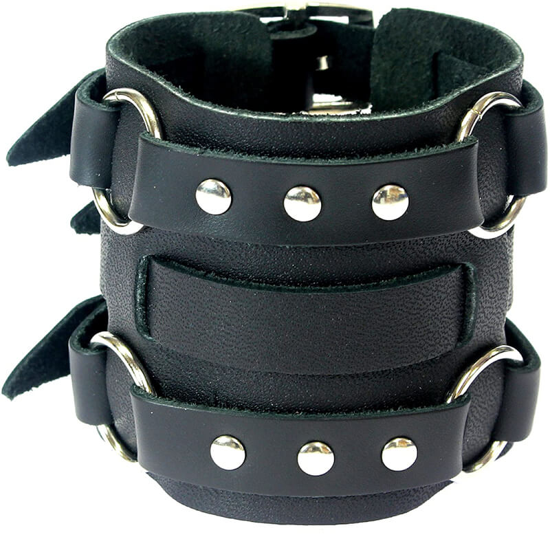 BDSM Cuffs Mens Leather Wrist Cuffs 2
