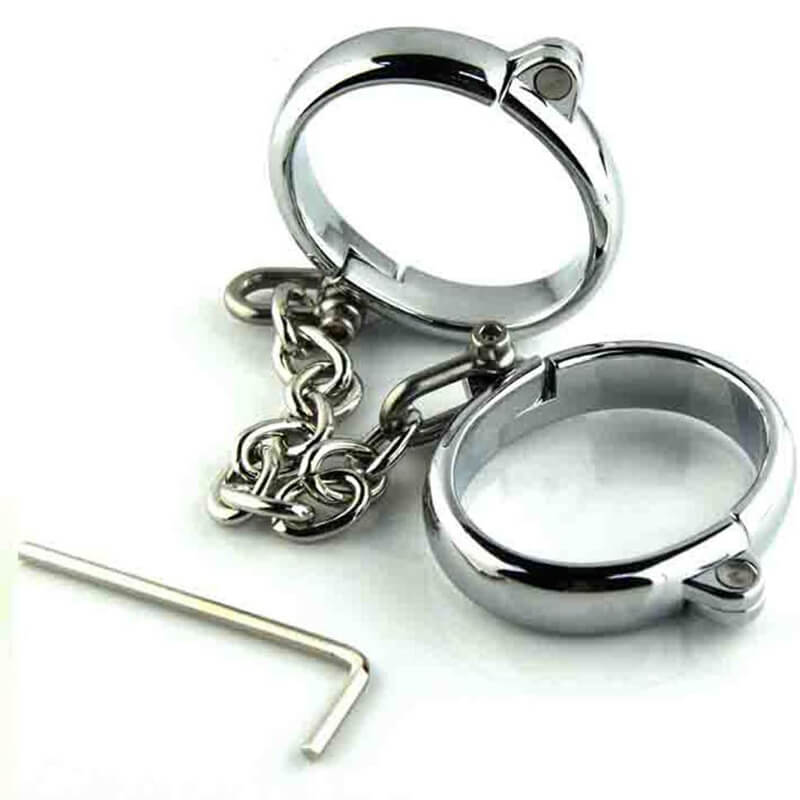 BDSM Cuffs White Metal Wrist Cuffs 6