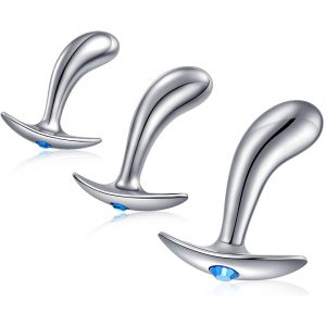3Pcs/Set Of Metal Butt Plugs With Smooth Surface And Handle