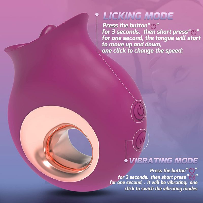 Rose Vibrator 9 Modes Clitoral Licking Tongue Rose Vibrator 6