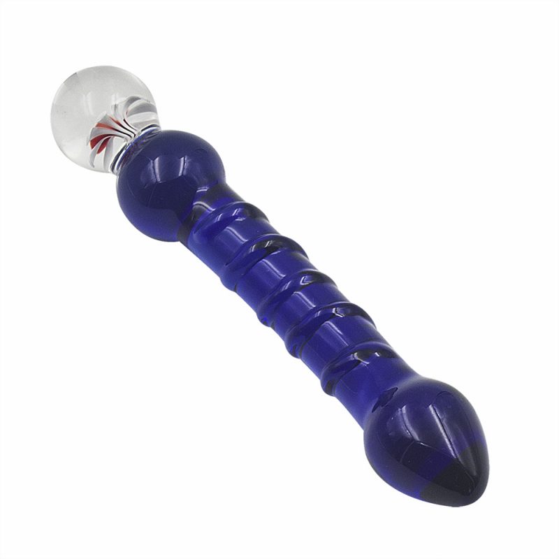 Anal Sex Toys 7.67 ” Double Head Glass Butt Plug With 3 Bead 6