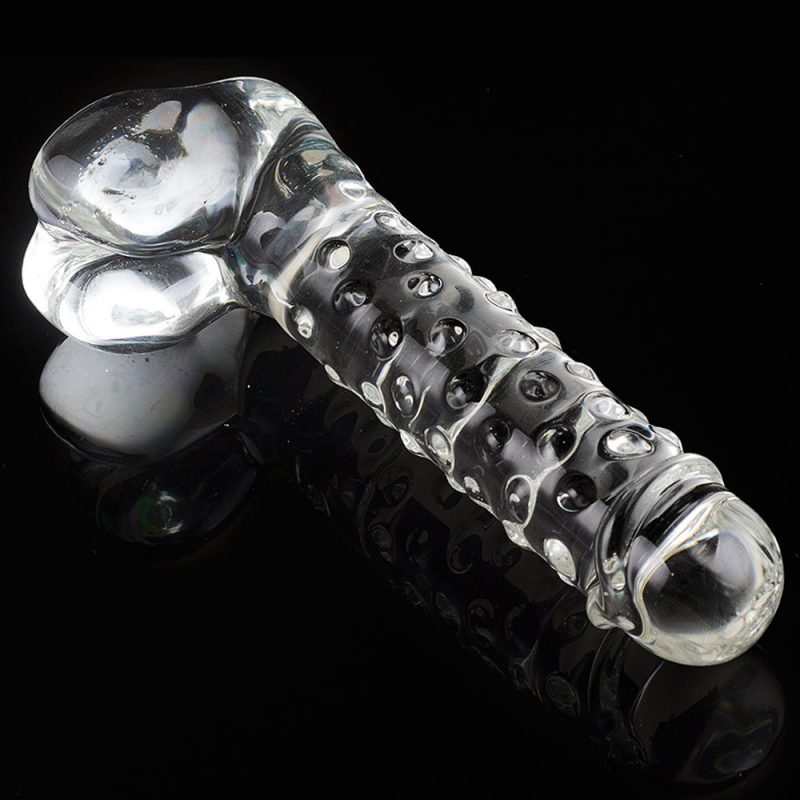 Anal Sex Toys 5.9″ Glass Butt Plug With Realistic Glans And Bumps 3