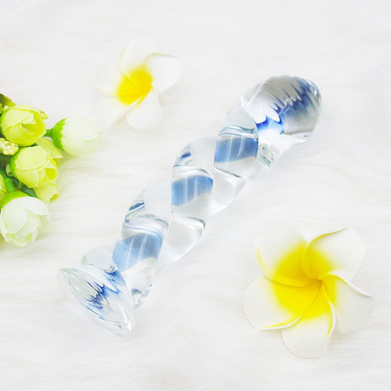 Anal Sex Toys 5.9 ” Glass Butt Plug With Spiral Texture 4