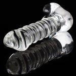 Anal Sex Toys 5.9″ Glass Butt Plug With Thread And Lifelike Glans 10