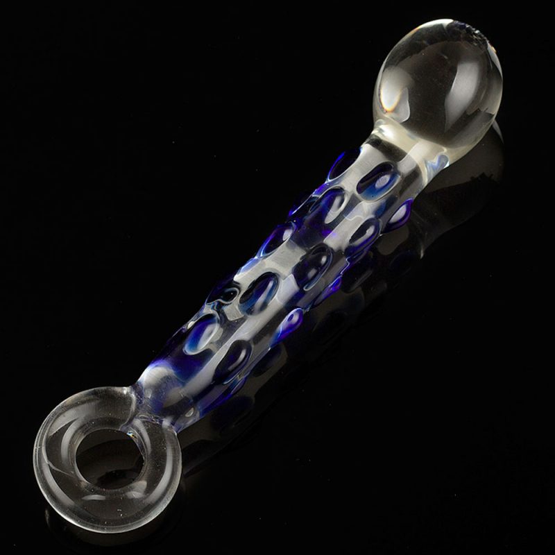 Anal Sex Toys 6.88″ Glass Butt Plug With Blue Bump 4