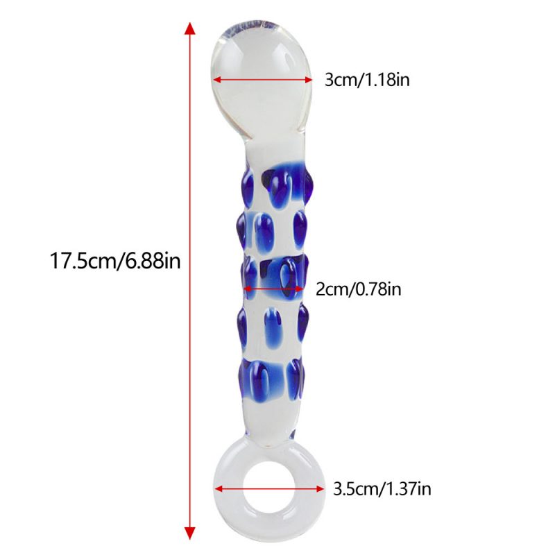 Anal Sex Toys 6.88″ Glass Butt Plug With Blue Bump 3