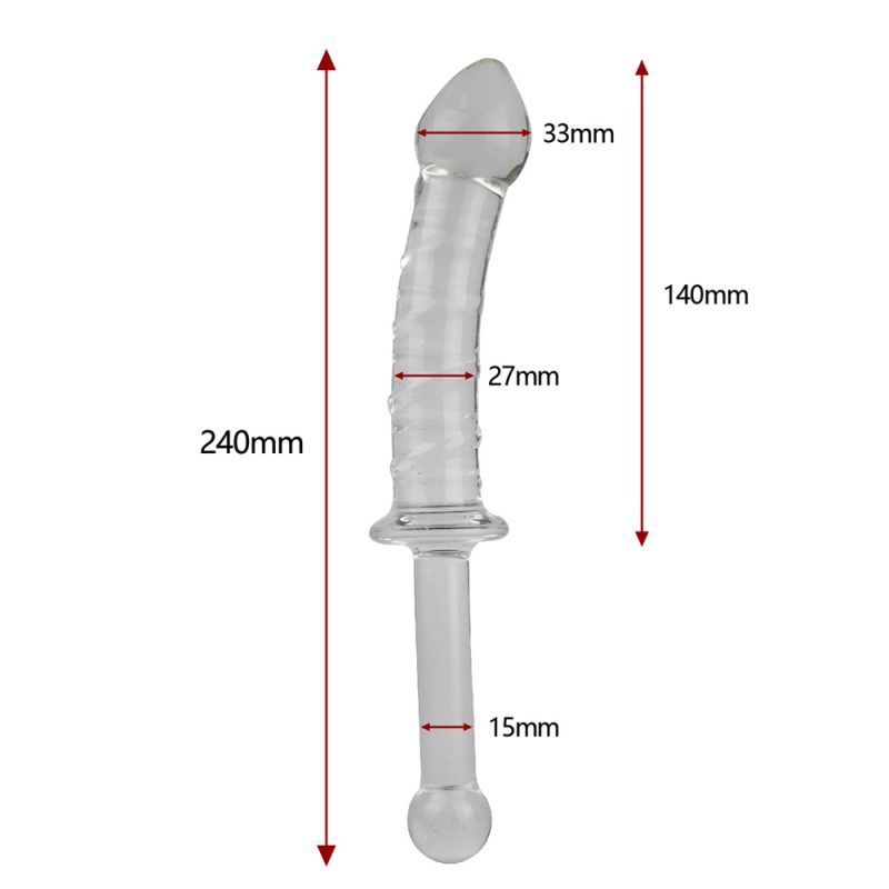 Anal Sex Toys 9.44 ” Smooth Glass Butt Plug With Handle 3