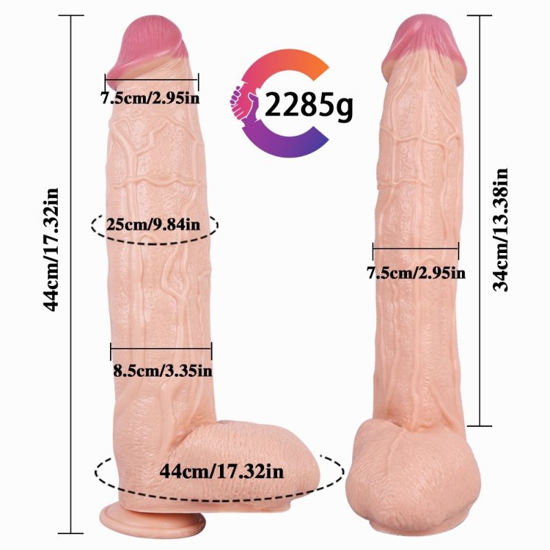Large Dildo 17.32″ Huge Thick Dildo With Realistic Glans And Balls 4