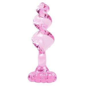 Anal Sex Toys 4.33″ Pink Glass Butt Plug With Thread