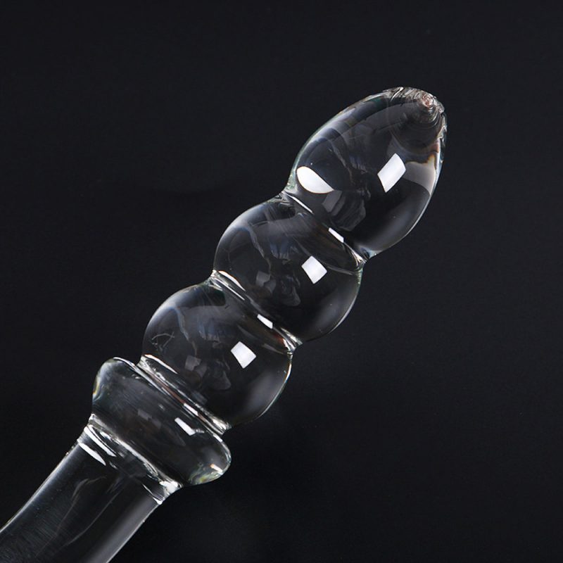 Anal Sex Toys 7.08 ” Glass Butt Plug With Big Head And 4 Bead 4
