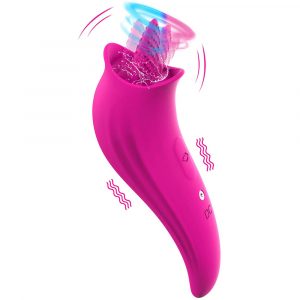 Best Vibrator 9 Vibration Modes 2 In 1 Female Tongue Licking Rose Vibrator 12