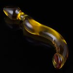 Anal Sex Toys 8.07″ Yellow Curved Double End Glass Butt Plug 9