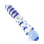 Anal Sex Toys 10.9″ Glass Butt Plug With Blue Thread and Bump 5