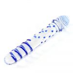 Anal Sex Toys 10.9″ Glass Butt Plug With Blue Thread and Bump 7