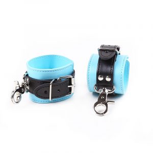 BDSM Cuffs Adjustable Blue Bondage Leather BDSM Ankle Cuffs
