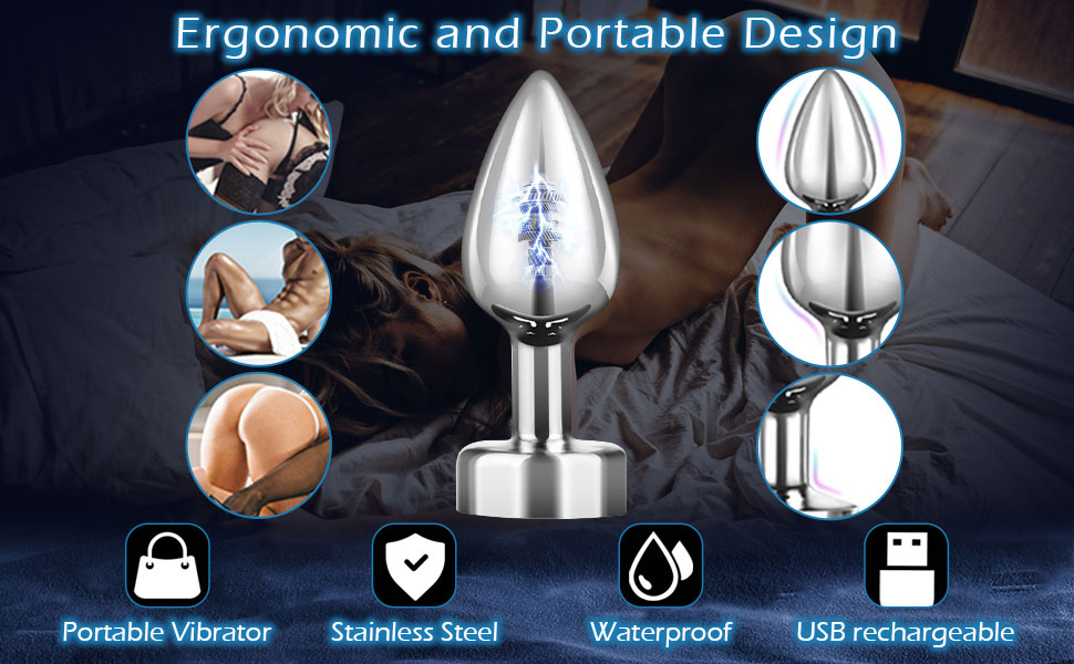 Anal Vibrators Wireless Remote Control 7 Vibration Modes Stainless Steel Anal Vibrator 19